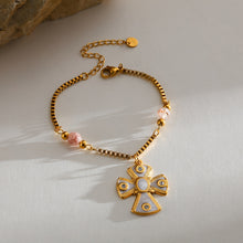 Load image into Gallery viewer, Stainless Steel Cross with Crystals Bracelets