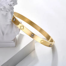 Charger l'image dans la galerie, Stainless Steel Crystal & Clover Bangles