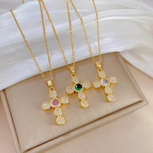 Charger l'image dans la galerie, Cross Inlay Zircon Pendant Necklace