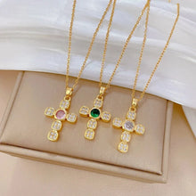 Charger l'image dans la galerie, Cross Inlay Zircon Pendant Necklace