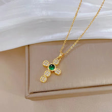 Charger l'image dans la galerie, Cross Inlay Zircon Pendant Necklace