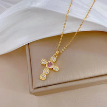 Charger l'image dans la galerie, Cross Inlay Zircon Pendant Necklace