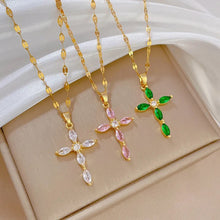 Charger l'image dans la galerie, Stainless Steel Cross Crystal Pendant Necklace