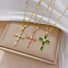 Charger l'image dans la galerie, Stainless Steel Cross Crystal Pendant Necklace