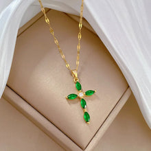 Charger l'image dans la galerie, Stainless Steel Cross Crystal Pendant Necklace