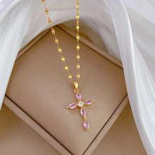 Charger l'image dans la galerie, Stainless Steel Cross Crystal Pendant Necklace
