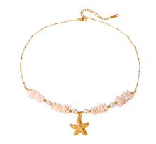 Charger l'image dans la galerie, Starfish Shell Beaded Pendant Necklace