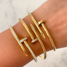 Charger l'image dans la galerie, Gold Stainless Steel Double Bolt Bangle