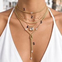 Load image into Gallery viewer, Multi-layer Necklace with cubic zirconia pendants and a snake chain
