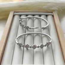 Load image into Gallery viewer, CZ Stainless Steel Lucky Four Leaf Clover Bangle

