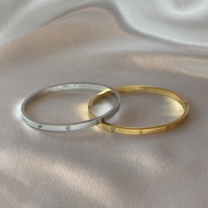 Stainless Steel Slim with Stones Bangle