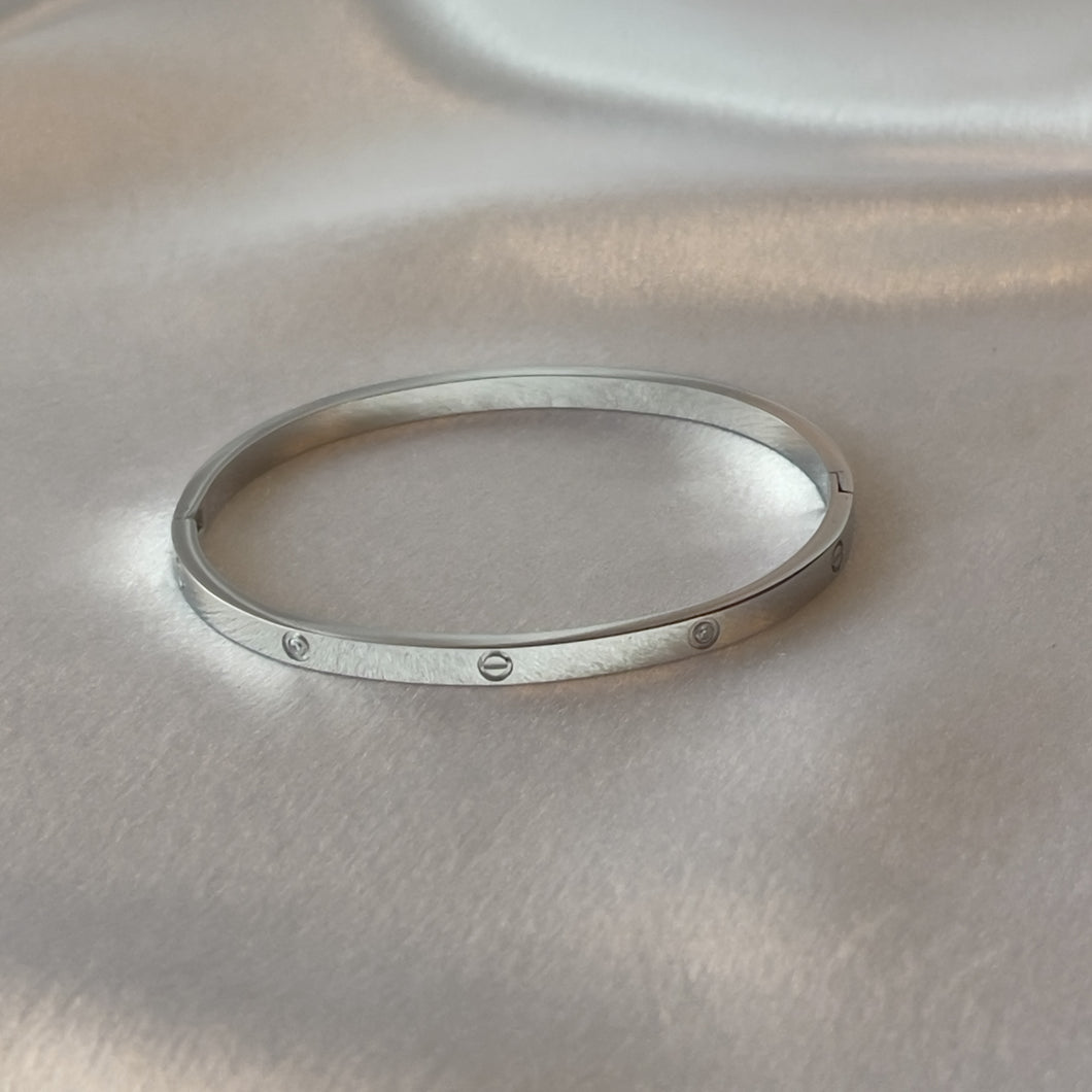 Stainless Steel Slim with Stones Bangle