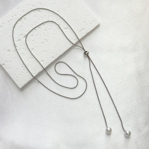 Stainless Steel Pearl Long Necklace