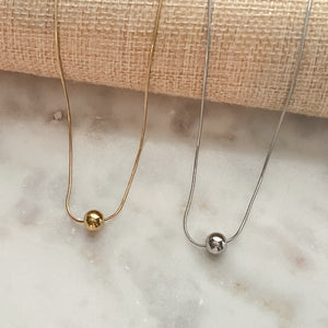 Stainless Steel Ball Solo Necklace