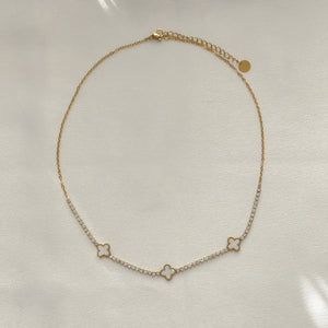 Titanium Steel CZ Clovers Bracelet & Necklace