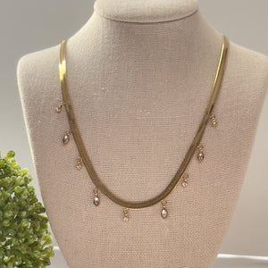 Stainless Steel Crystal Drops Necklace