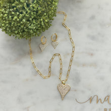 Load image into Gallery viewer, CZ Heart Pendant &amp; Hoops
