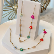 Load image into Gallery viewer, Choker Colorful Flowers Necklace &amp; Bracelet
