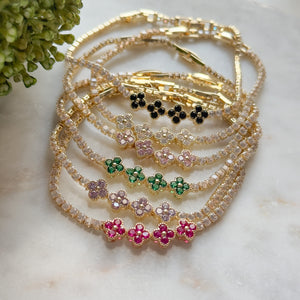 Colorful Plating Inlay Clover Bracelets