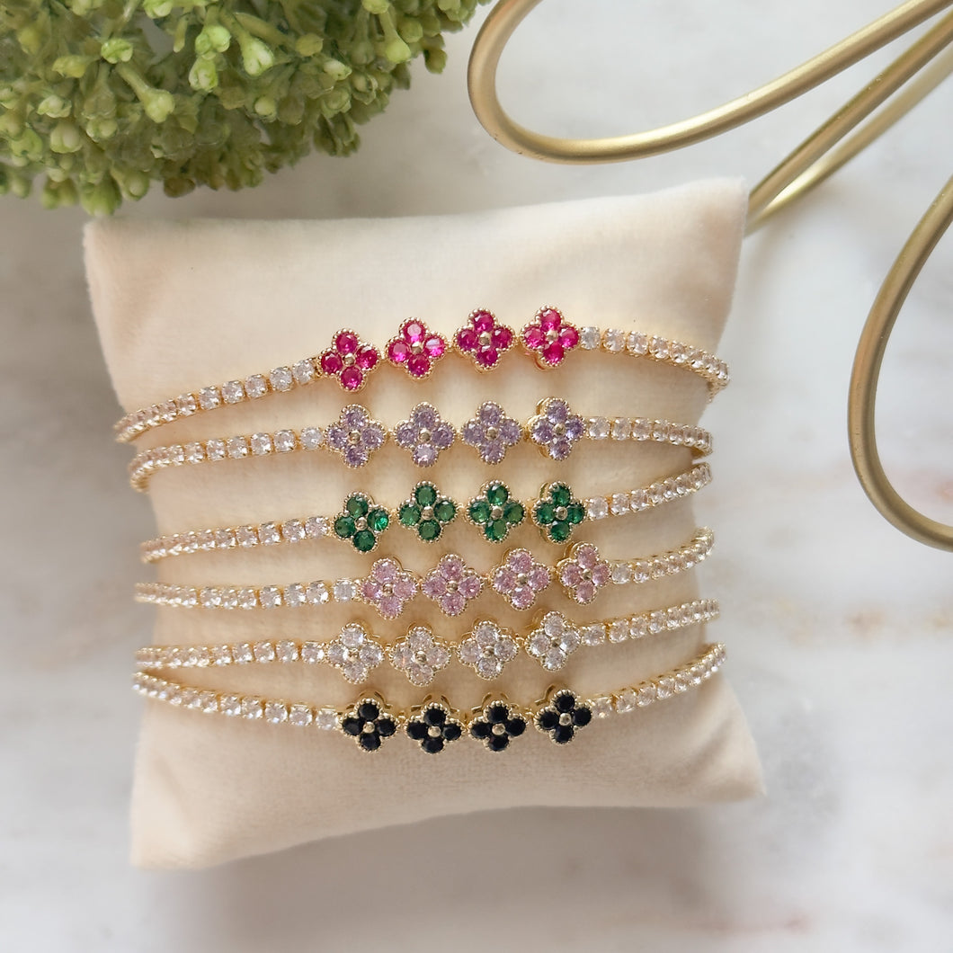 Colorful Plating Inlay Clover Bracelets