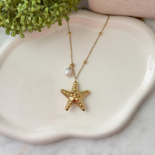 Load image into Gallery viewer, Starfish and Pearl Pendant Necklace
