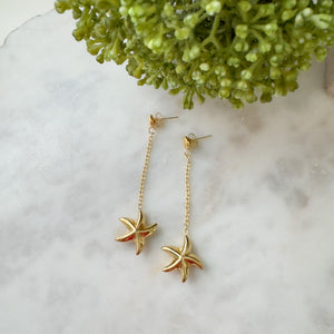 Long Starfish Drop Earrings