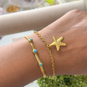 Stainless Steel Starfish Pendant Bracelet