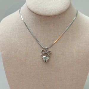 Stainless Steel Heart Coquette Pendant Necklace