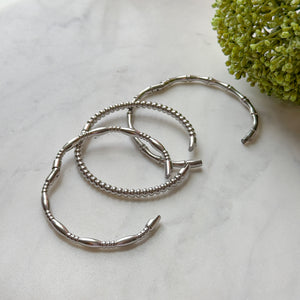 Stainless Steel Silver Textured Bangles