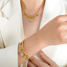 Carica l&#39;immagine nel visualizzatore di Gallery, Stainless Steel Turquoise Bracelet &amp; Necklace
