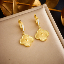 Load image into Gallery viewer, Gold Titanium Steel Flower Earrings
