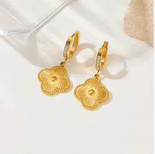 Load image into Gallery viewer, Gold Titanium Steel Flower Earrings
