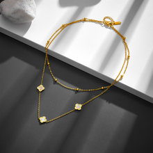 Cargar imagen en el visor de la galería, Stainless Steel Double Chain Clovers Necklace
