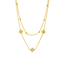 Carica l&#39;immagine nel visualizzatore di Gallery, Stainless Steel Double Chain Clovers Necklace
