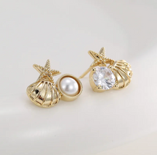 Load image into Gallery viewer, Dainty Sea Stud Earrings
