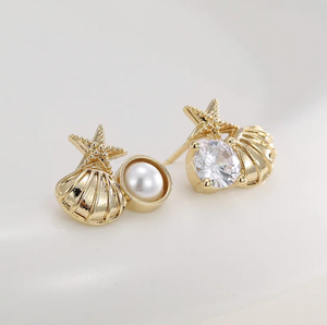 Dainty Sea Stud Earrings