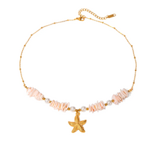 Load image into Gallery viewer, Starfish Shell Beaded Pendant Necklace
