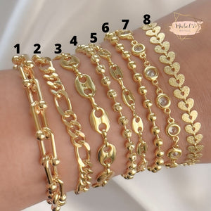 8 Styles Gold Chains Bracelets