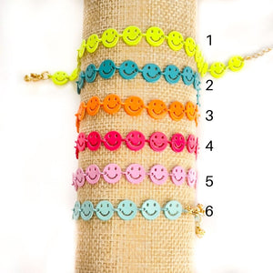 Colorful Enamel Smiley Face Bracelets