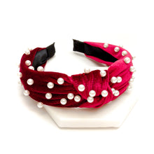 Load image into Gallery viewer, Velvet Pearl Knotted Headband-Women
