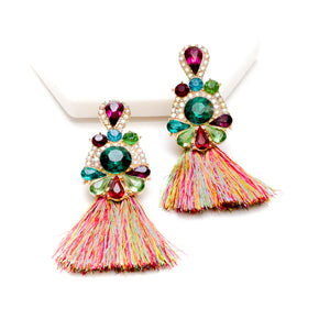 Multicolor Diamonds & Rhinestones Alloy Earrings-Women