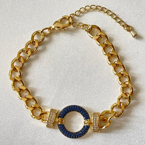 Curb Chain a& Circle Crystals  Bracelets