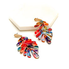 Load image into Gallery viewer, Acetate Leaf Drop_Multicolor Earrings
