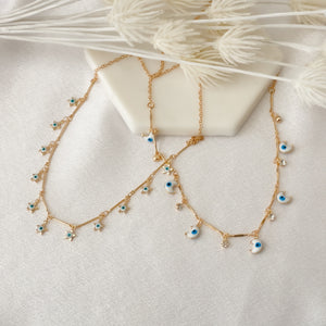 Choker Moon & Star Pendants Necklace