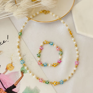 Pastel Shell Beads Necklace & Bracelet