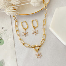 Load image into Gallery viewer, Crystal Flower Pendant Necklace &amp; Earrings
