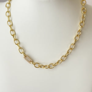 Inlaid Zircon Chunky Chain Necklace