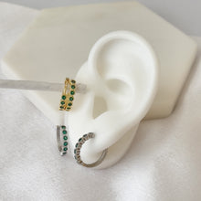 Load image into Gallery viewer, Dainty Emerald Hoops
