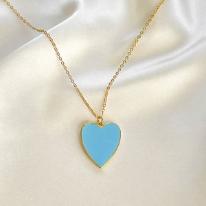 Big Enamel Heart Pendant Necklace