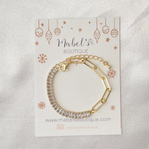 Paperclip Chain & Crystals Bracelet